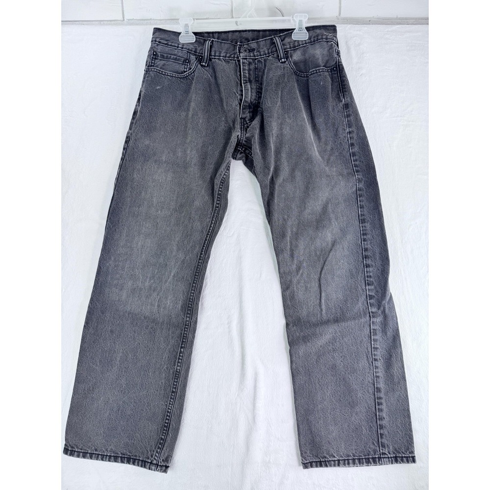 Levis 514 Jeans Mens 36x32 Gray Black Straight Leg Denim Faded Wash Mid Rise